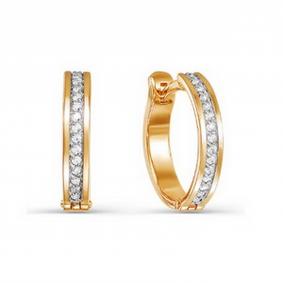 Золотые серьги КЮЗ Del'ta D124312 с фианитом D124312 фото