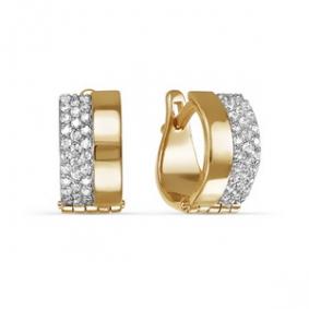 Золотые серьги КЮЗ Del'ta D124334 с фианитом D124334 фото