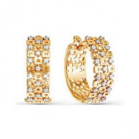 Золотые серьги КЮЗ Del'ta D124337 с фианитом D124337 фото