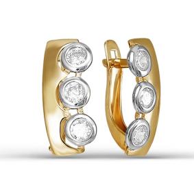Золотые серьги КЮЗ Del'ta D124383 с фианитом D124383 фото