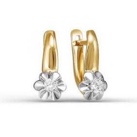 Золотые серьги КЮЗ Del'ta D124403 с фианитом D124403 фото