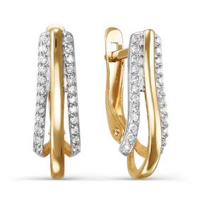 Золотые серьги КЮЗ Del'ta D124407 с фианитом D124407 фото