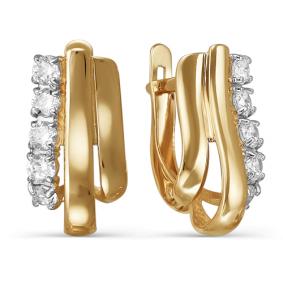 Золотые серьги КЮЗ Del'ta D124408 с фианитом D124408 фото