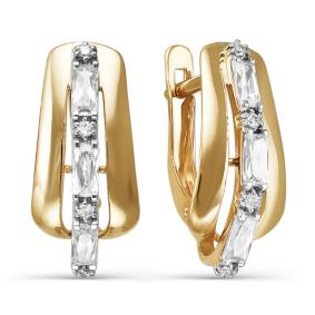 Золотые серьги КЮЗ Del'ta D124410 с фианитом D124410 фото