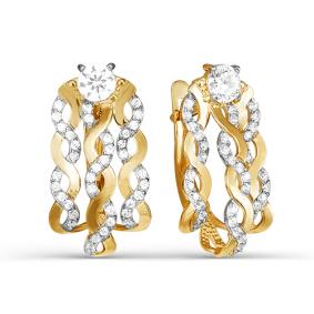 Золотые серьги КЮЗ Del'ta D124414 с фианитом D124414 фото