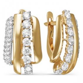 Золотые серьги КЮЗ Del'ta D124418 с фианитом D124418 фото