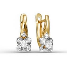 Золотые серьги КЮЗ Del'ta D124425 с фианитом D124425 фото