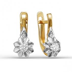 Золотые серьги КЮЗ Del'ta D124434 с фианитом D124434 фото