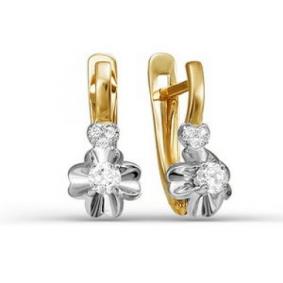 Золотые серьги КЮЗ Del'ta D124438 с фианитом D124438 фото