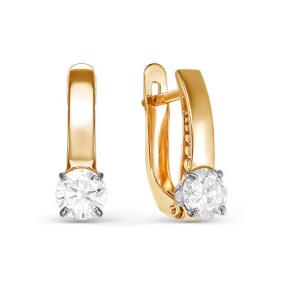 Золотые серьги КЮЗ Del'ta D124450 с фианитом D124450 фото