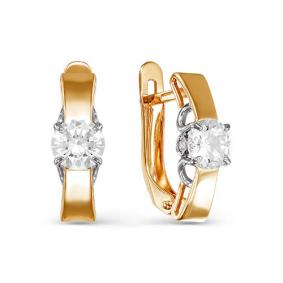 Золотые серьги КЮЗ Del'ta D124451 с фианитом D124451 фото