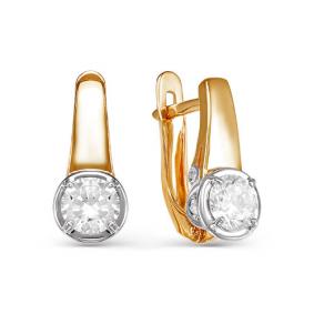 Золотые серьги КЮЗ Del'ta D124452 с фианитом D124452 фото