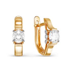 Золотые серьги КЮЗ Del'ta D124453 с фианитом D124453 фото