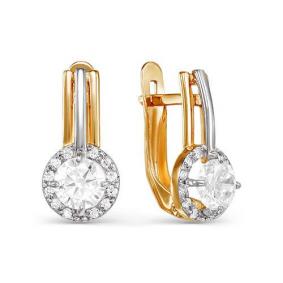 Золотые серьги КЮЗ Del'ta D124454 с фианитом D124454 фото