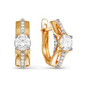 Золотые серьги КЮЗ Del'ta D124456 с фианитом D124456 фото