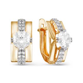 Золотые серьги КЮЗ Del'ta D124459 с фианитом D124459 фото