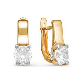 Золотые серьги КЮЗ Del'ta D124463 с фианитом D124463 фото