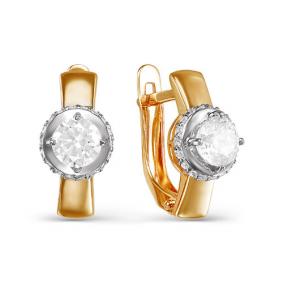 Золотые серьги КЮЗ Del'ta D124466 с фианитом D124466 фото
