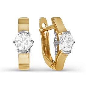 Золотые серьги КЮЗ Del'ta D124468 с фианитом D124468 фото