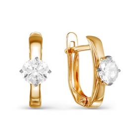 Золотые серьги КЮЗ Del'ta D124469 с фианитом D124469 фото