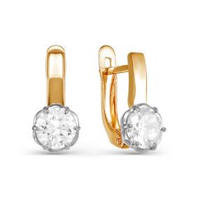 Золотые серьги КЮЗ Del'ta D124470 с фианитом D124470 фото