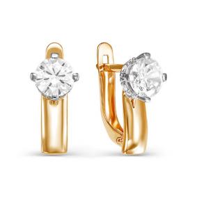 Золотые серьги КЮЗ Del'ta D124471 с фианитом D124471 фото