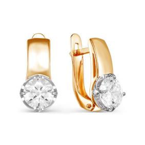 Золотые серьги КЮЗ Del'ta D124476 с фианитом D124476 фото