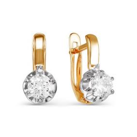 Золотые серьги КЮЗ Del'ta D124486 с фианитом D124486 фото