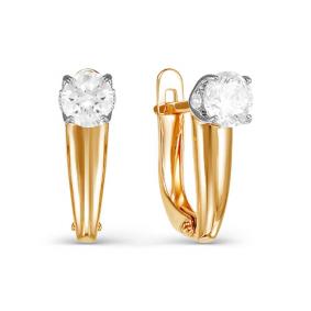Золотые серьги КЮЗ Del'ta D124488 с фианитом D124488 фото