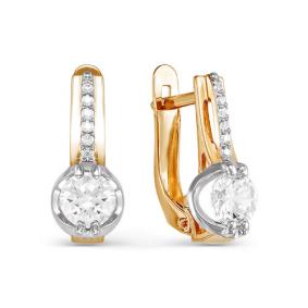 Золотые серьги КЮЗ Del'ta D124490 с фианитом D124490 фото