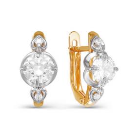 Золотые серьги КЮЗ Del'ta D124492 с фианитом D124492 фото