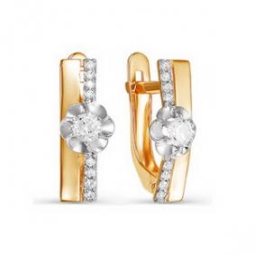 Золотые серьги КЮЗ Del'ta D124498 с фианитом D124498 фото