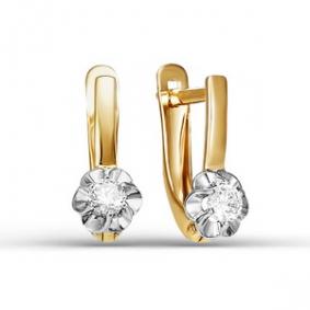 Золотые серьги КЮЗ Del'ta D124499 с фианитом D124499 фото