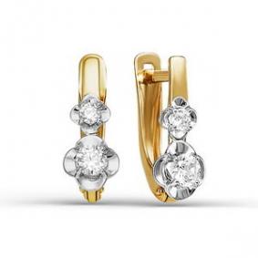 Золотые серьги КЮЗ Del'ta D124500 с фианитом D124500 фото