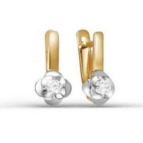 Золотые серьги КЮЗ Del'ta D124501 с фианитом D124501 фото