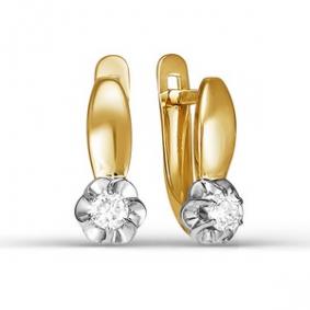 Золотые серьги КЮЗ Del'ta D124502 с фианитом D124502 фото