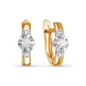 Золотые серьги КЮЗ Del'ta D124503 с фианитом D124503 фото