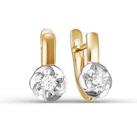 Золотые серьги КЮЗ Del'ta D124507 с фианитом D124507 фото