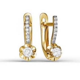 Золотые серьги КЮЗ Del'ta D124509 с фианитом D124509 фото