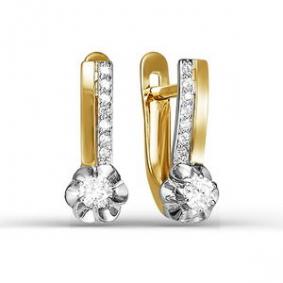 Золотые серьги КЮЗ Del'ta D124510 с фианитом D124510 фото