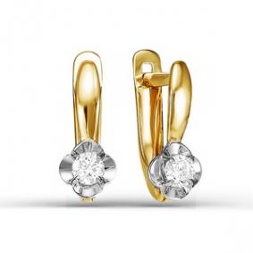 Золотые серьги КЮЗ Del'ta D124511 с фианитом D124511 фото