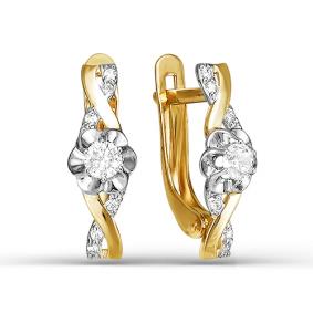 Золотые серьги КЮЗ Del'ta D124513 с фианитом D124513 фото