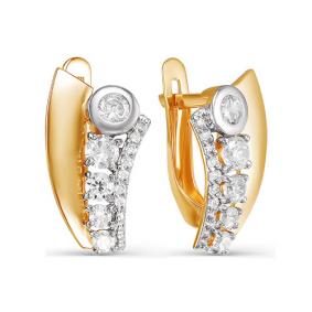 Золотые серьги КЮЗ Del'ta D124532 с фианитом D124532 фото