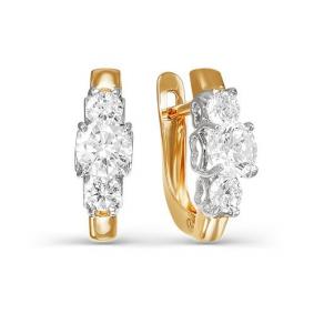 Золотые серьги КЮЗ Del'ta D124546 с фианитом D124546 фото