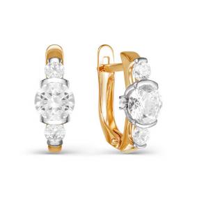 Золотые серьги КЮЗ Del'ta D124553 с фианитом D124553 фото