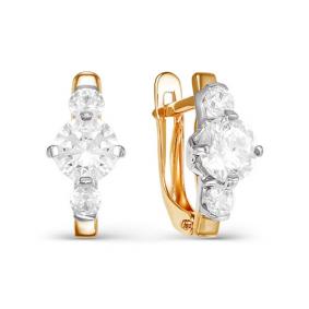 Золотые серьги КЮЗ Del'ta D124556 с фианитом D124556 фото