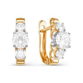 Золотые серьги КЮЗ Del'ta D124558 с фианитом D124558 фото