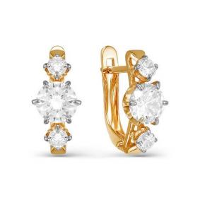 Золотые серьги КЮЗ Del'ta D124559 с фианитом D124559 фото