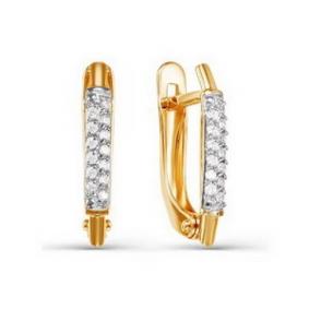 Золотые серьги КЮЗ Del'ta D124571 с фианитом D124571 фото