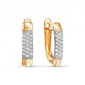 Золотые серьги КЮЗ Del'ta D124575 с фианитом D124575 фото